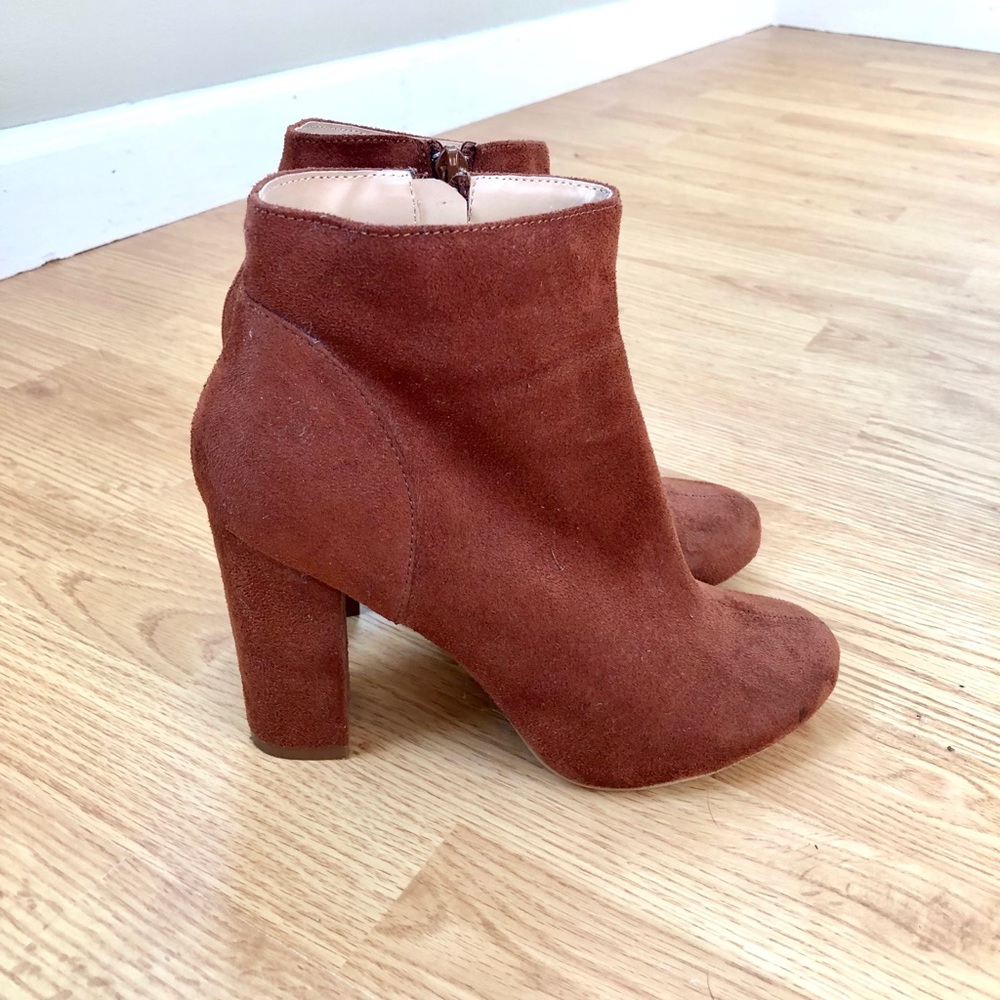 Cognac Suede Booties
